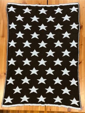 First Impressions Brown and White Star Knit Baby Blanket